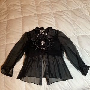 Vintage Moschino sheer black  button up blouse